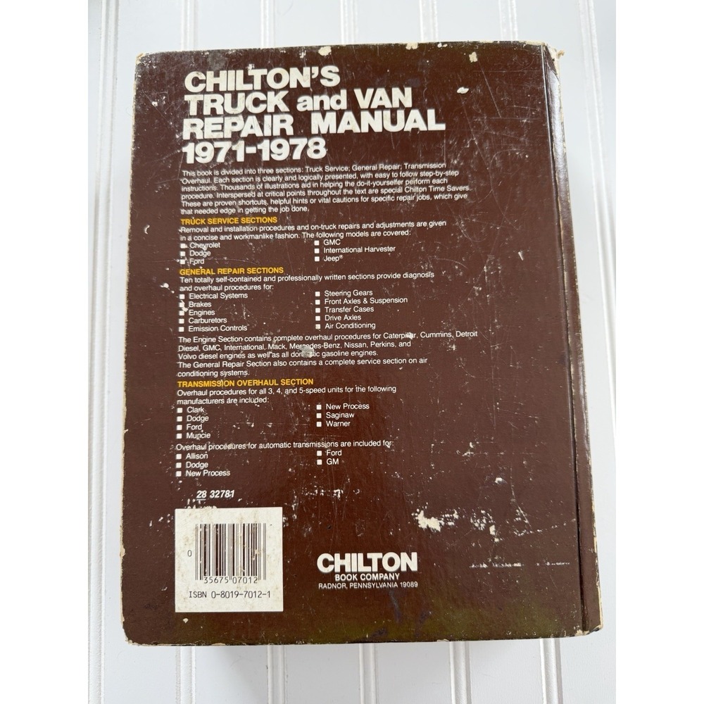 Chilton's Truck and Van Repair Manual 1971-1978 Hardcover - Picture 3 of 5